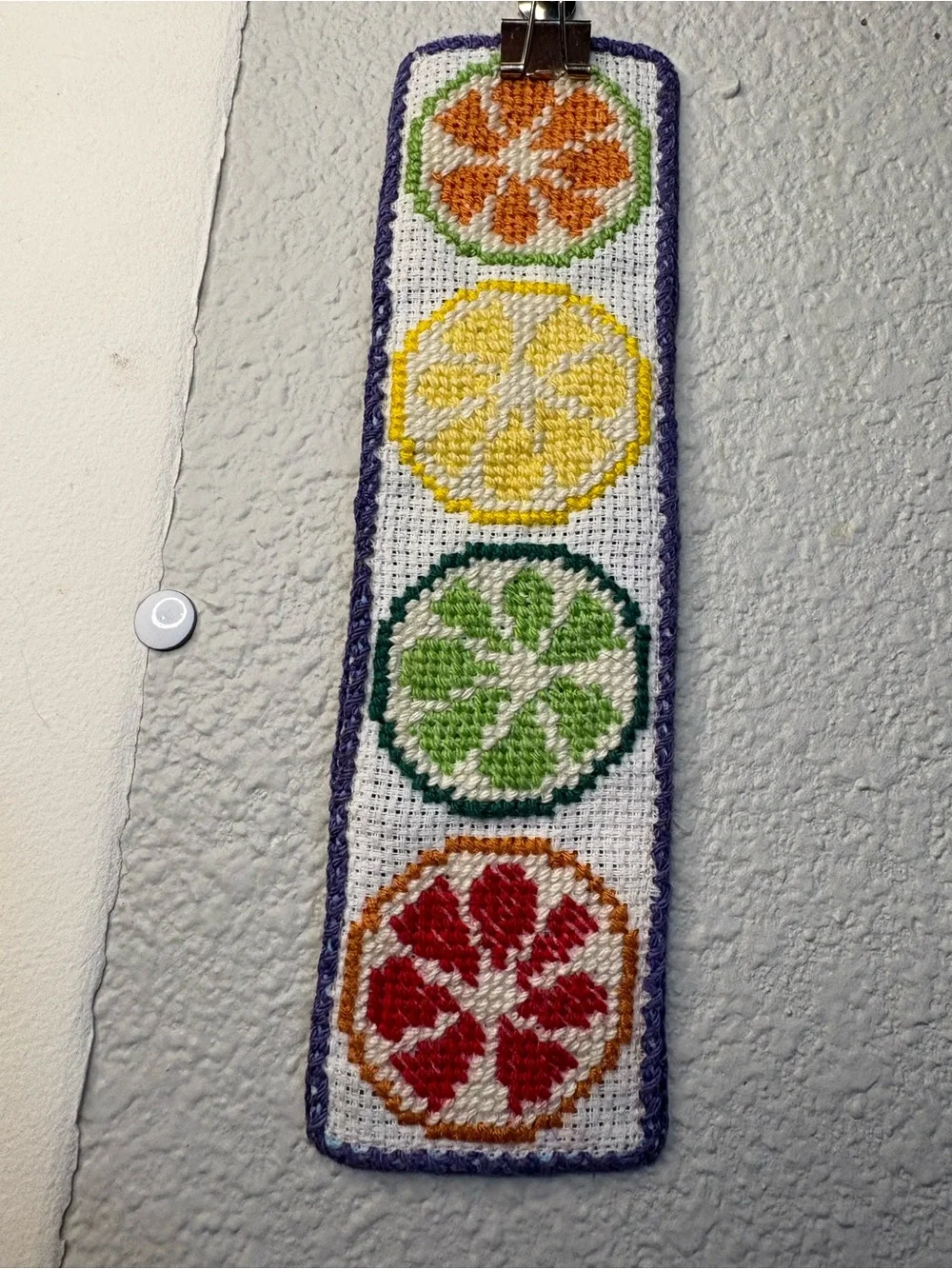 Handmade Embroidered Citrus Bookmark